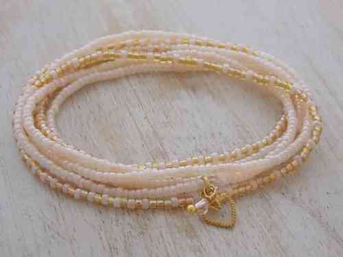 stretch bracelet / necklace, beige perlmutt