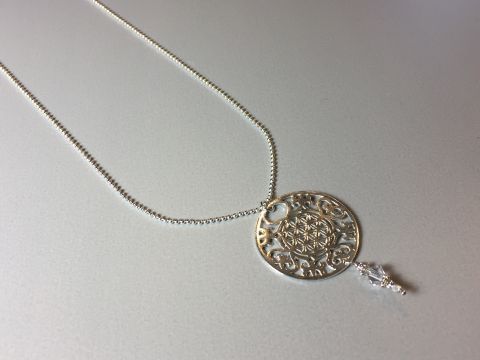 silver necklace mandala large
