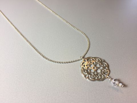 silver necklace mandala medium