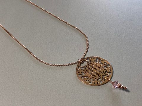 silver necklace mandala large rosegold plated