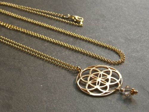 silver necklace flower of life gold plated