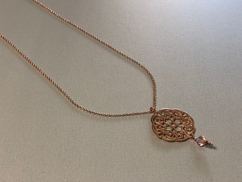 silver necklace mandala medium rosegold plated