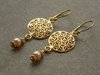 earring silver gold plated flower of life and swarovski pearl