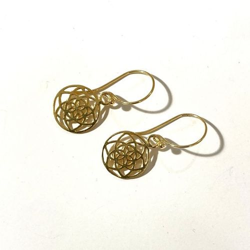 earring silver gold plated flower of life
