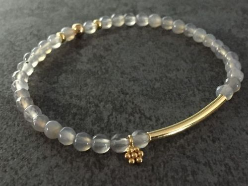 bracelet Achat with silver elements gold plated