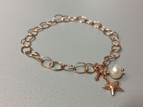 bracelet rosegold plated with star and pearl