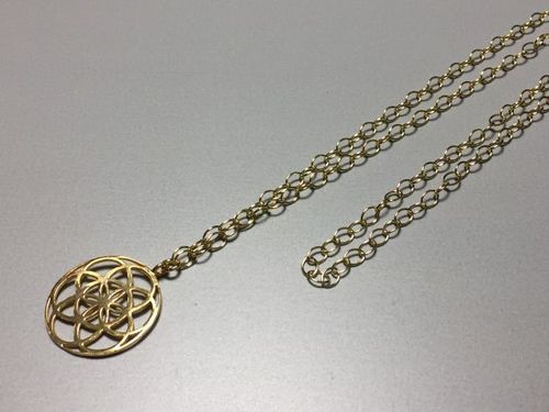 silver necklace gold plated 90cm with seed of life