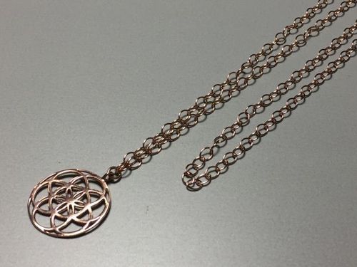 silver necklace rosegold plated 90cm with seed of life