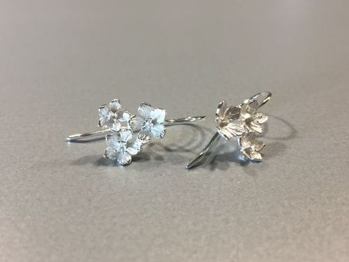 3 flower earring silver