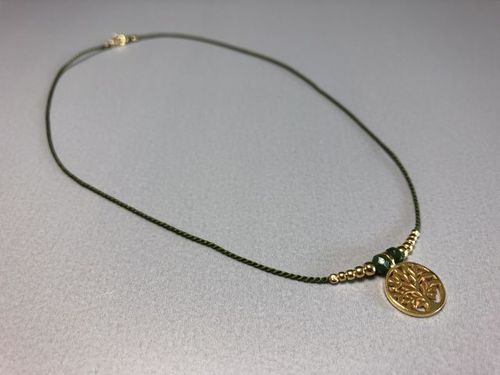 short silk necklace tree of life gold
