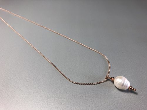 Lange Halskette mit Perle XL rosegold