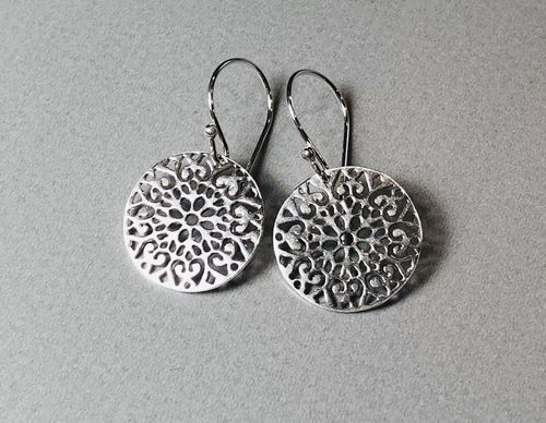 earring round ornament silver