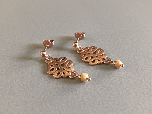 earring endless rosegold and achat