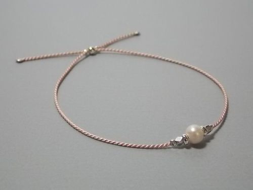 silk bracelet with pearl silver details