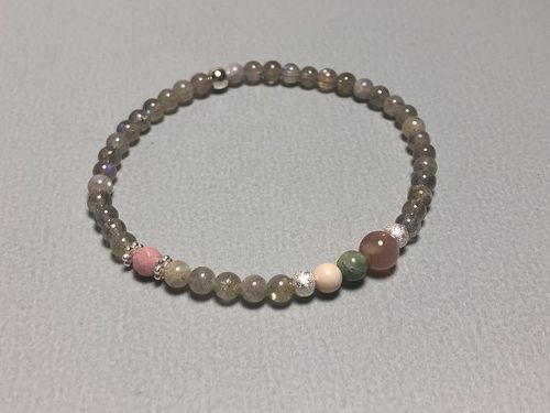 elastic bracelet mixed semistones and silver charms