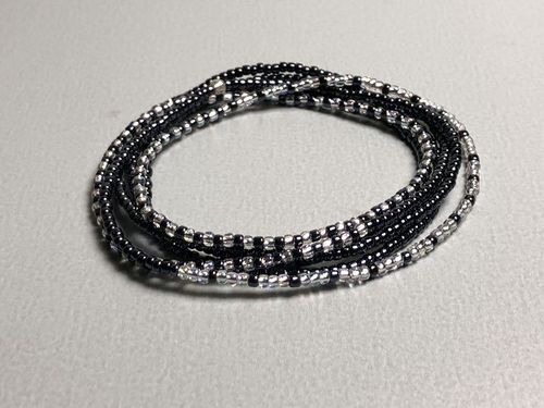 stretchbracelet/ necklace darkblueblack silver