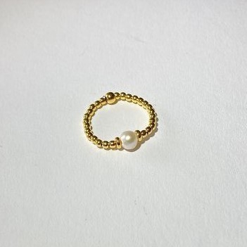 elastic ring gold plated with pearl