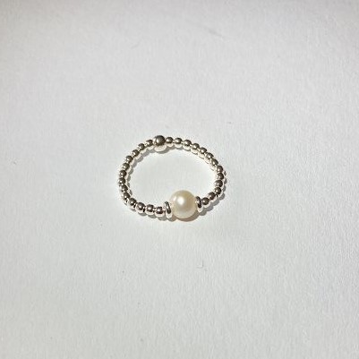 elastic ring silver with pearl