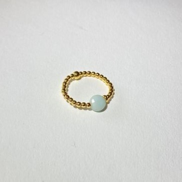 elastic ring gold plated amazonit