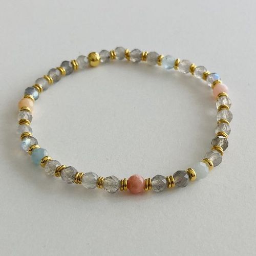 elastic bracelet labradorit gold plated beads