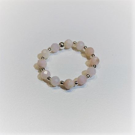 Elastischer Ring Pink Opal silber