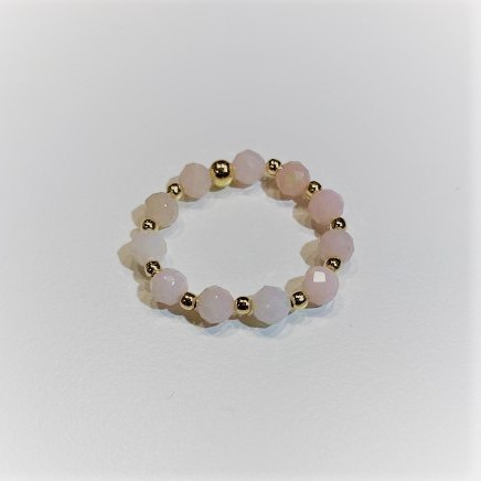 Elastischer Ring Pink Opal vergoldet