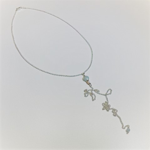 necklace y-style silver and semistones