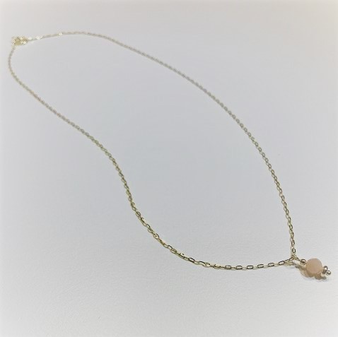 necklace gold plated with pink opal