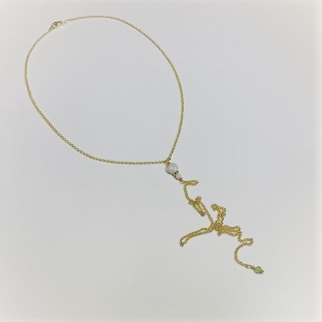 necklace y-style gold plated and semistones