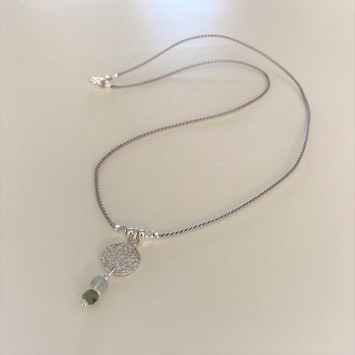 silk necklace semistones and silver pendant