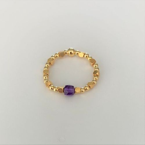 elastic ring gold plated amethyst