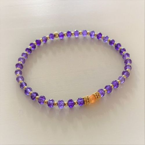 Elastisches Armband lila  gefärbter Achat