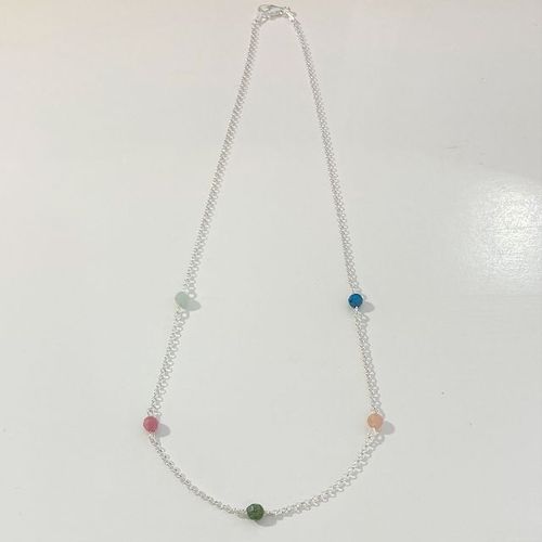 silver necklace mixed stones